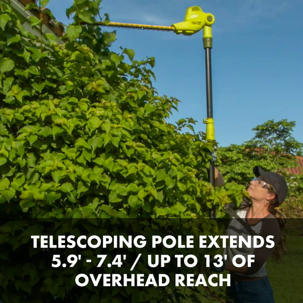 Restored Sun Joe Electric Telescoping 18-inch Pole Hedge Trimmer, Multi-Angle Head (Refurbished)