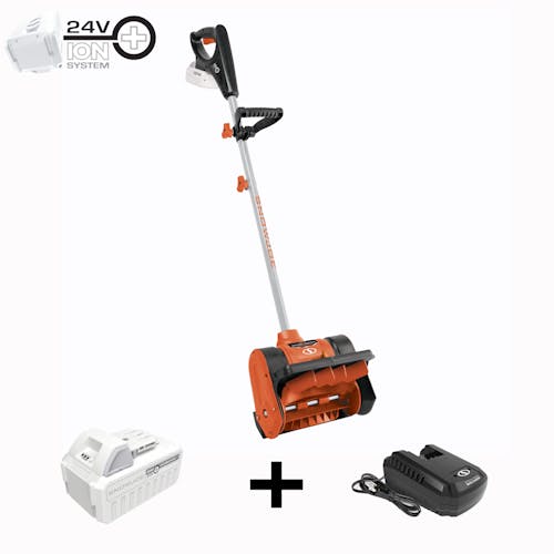 Restored Snow Joe 24V-SS12-XR | 24-Volt iON+ Cordless Snow Shovel Kit | 12-inch | W/ 5.0-Ah Battery + Charger | Orange (Refurbished)