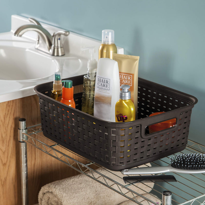 6-PACK Sterilite 1272-6PC Short Weave Basket, Espresso