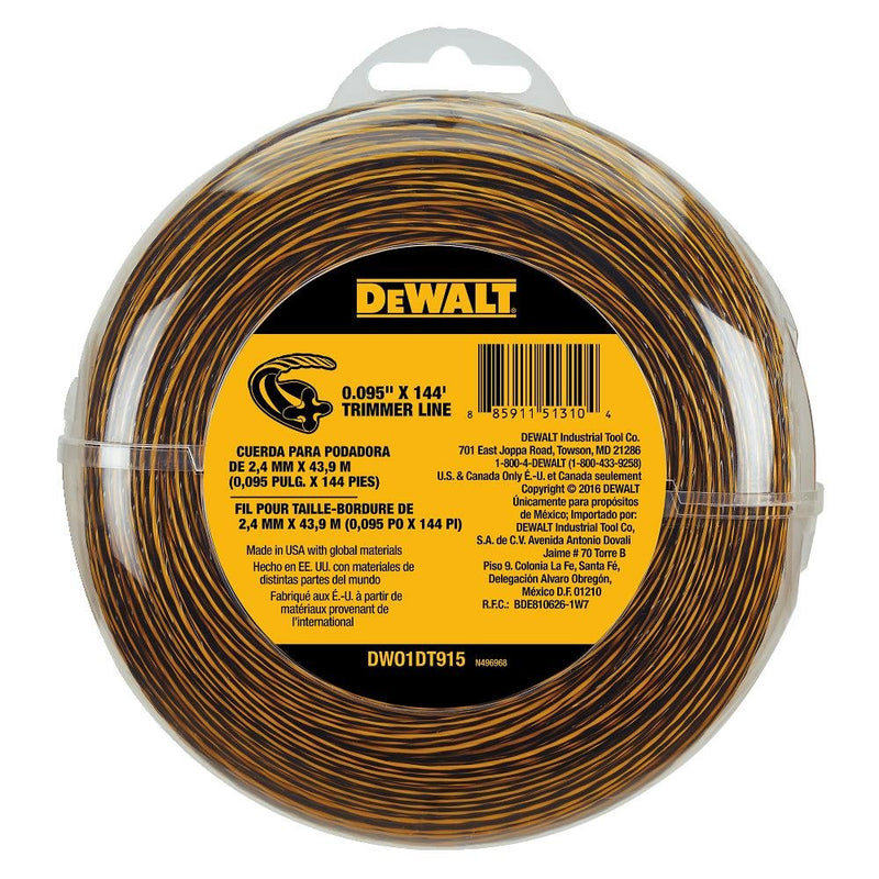 DEWALT DWO1DT915 0.095IN Trimmer LINE 144 FT, 144-Feet by 0.095-Inch, Multi