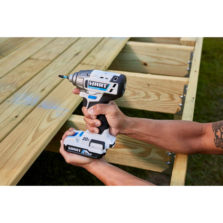 Restored Scratch and Dent HART 20-Volt Cordless Brushless Impact Driver Kit, (1) 20-Volt 2.0Ah Battery, Gen 2 (Refurbished)