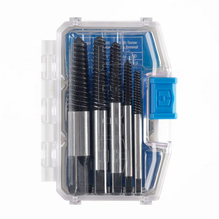 Restored HART 5-Piece Assorted Screw Extractor Set with Modular Case for Screws and Bolt Removal, Made from Steel (Refurbished)