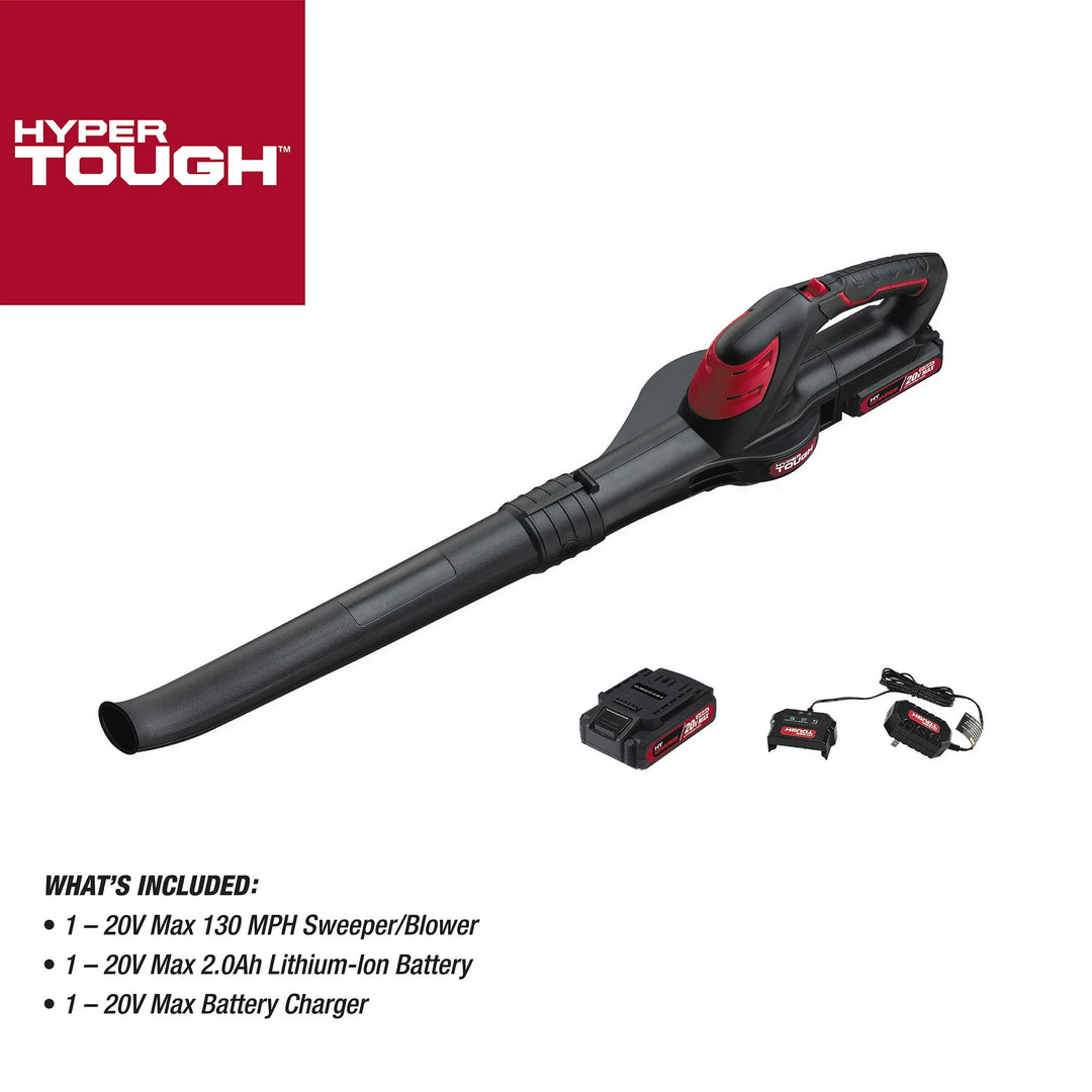 Restored Scratch and Dent Hyper Tough 20V Max Cordless 130 mph Sweeper/Blower, 2.0Ah Battery and Charger Included (Refurbished)