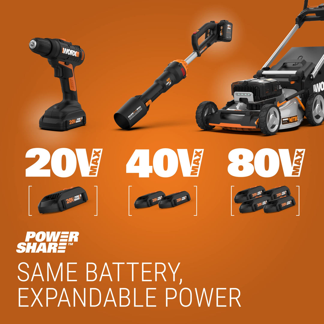 Restored Worx Hydroshot 20V Power Share 4.0Ah 320 PSI Cordless Portable Power Cleaner w/Cleaning Accessories - WG620.1 (Battery & Charger Included) (Refurbished)