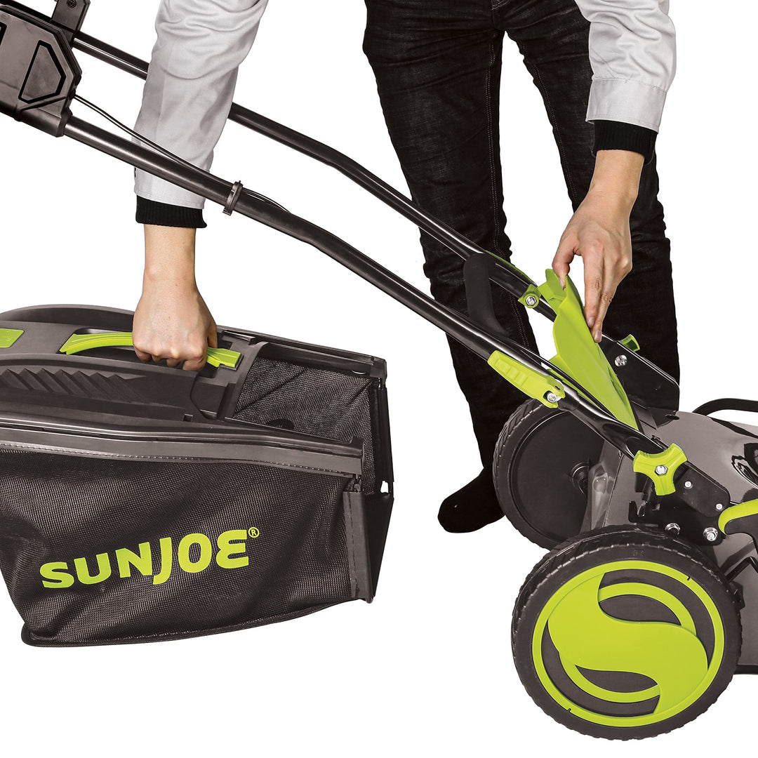 Restored Scratch and Dent Sun Joe 24V-X2-21LM 48-Volt 21-Inch 1100-Watt Max Brushless Cordless Lawn Mower, 7-Position Mowing Height Adjustment w/Rear Collection Bag [Remanufactured]