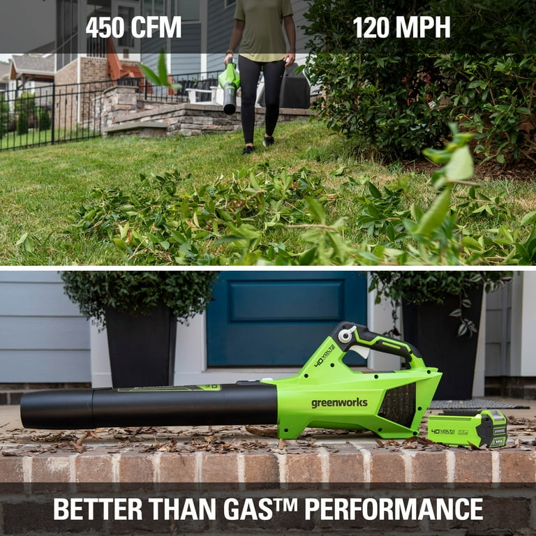 Restored Greenworks 40V (120 MPH / 450 CFM) Axial Blower, 2.5Ah Battery and Charger (Refurbished)