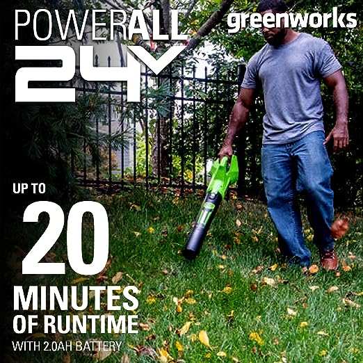 Restored Scratch and Dent Greenworks 24V Axial Blower with 2Ah USB Battery and Charger (SKU: 2415702/MODEL
