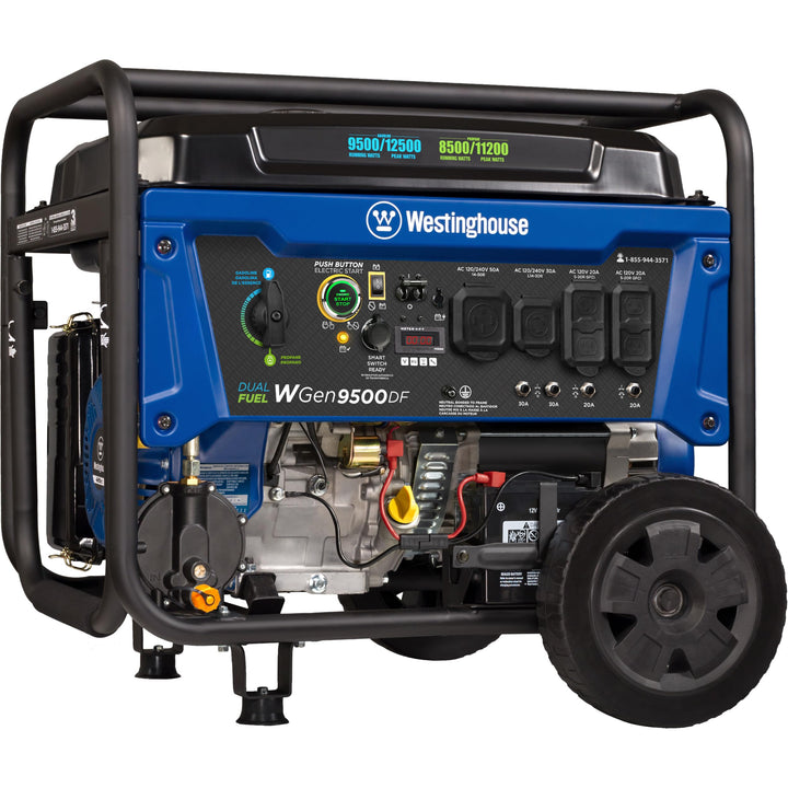 Restored Westinghouse Outdoor Power Equipment 12500 Peak Watt Dual Fuel Home Backup Portable Generator, Gas and Propane Powered, CARB Compliant (Refurbished)