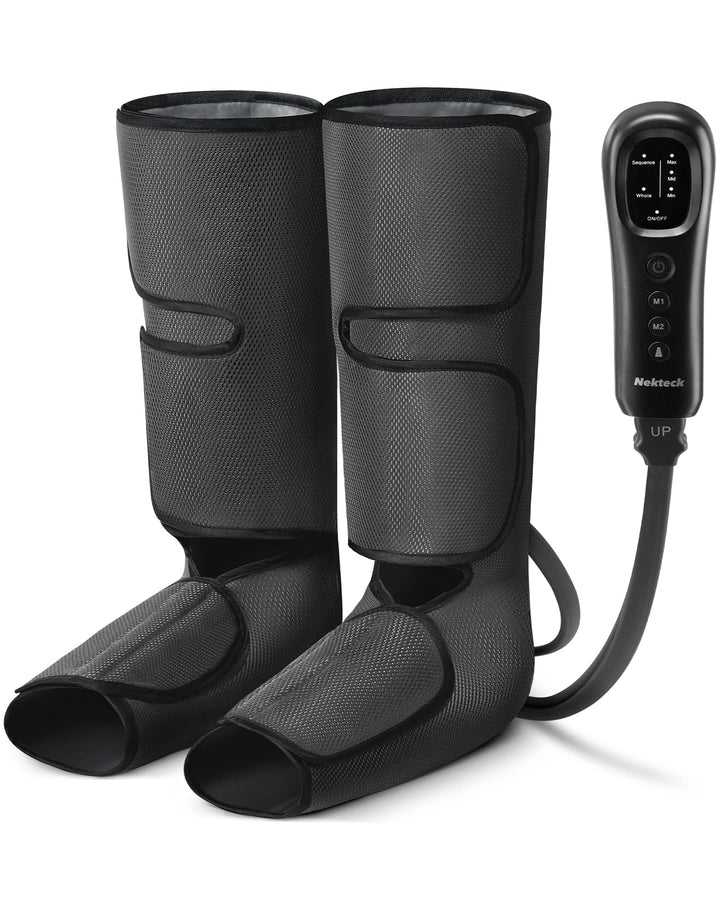 Nekteck Leg Massager Leg Wraps | With Air Compression for Circulation & Relaxation | Foot & Calf Massage Machine with Hand-held Controller | 2 Modes 3 Intensities