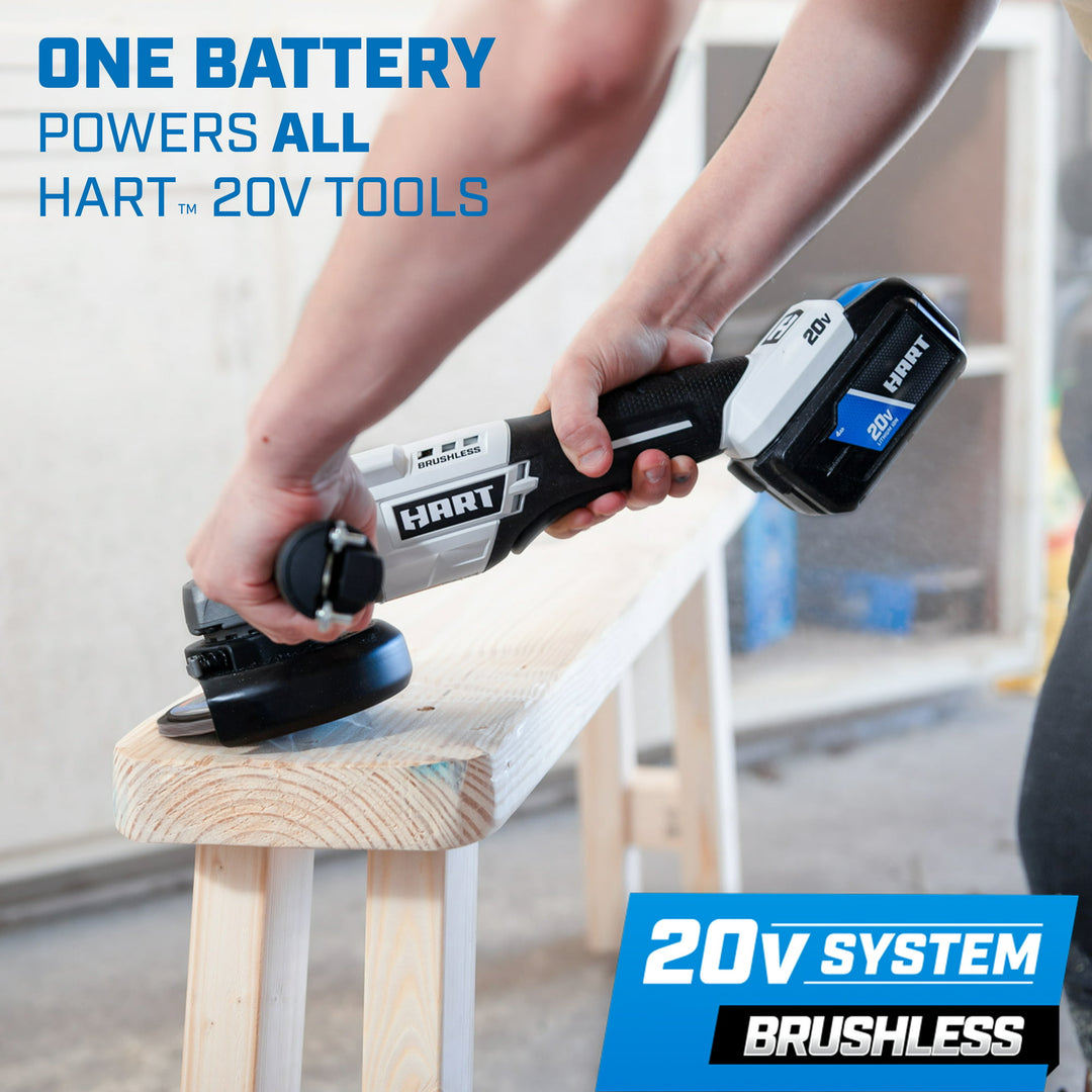 (Restored) HART 20-Volt Brushless 4-1/2-Inch Angle Grinder/Cutoff Tool (Battery Not Included) (Refurbished)