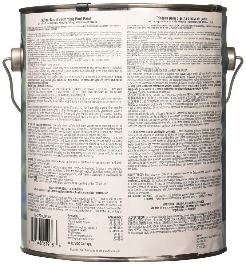 COMPLEMENTARY COATINGS RP2720092-01 INSL-X Black Rubber-Based Swimming Pool Paint, 1 gallon, Black