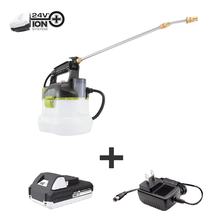 Restored Sun Joe 24V-GS-LTW 24-Volt iON+ Multi-Purpose Chemical Sprayer Kit | W/ 1.3-Ah Battery and Charger (Remanufactured)
