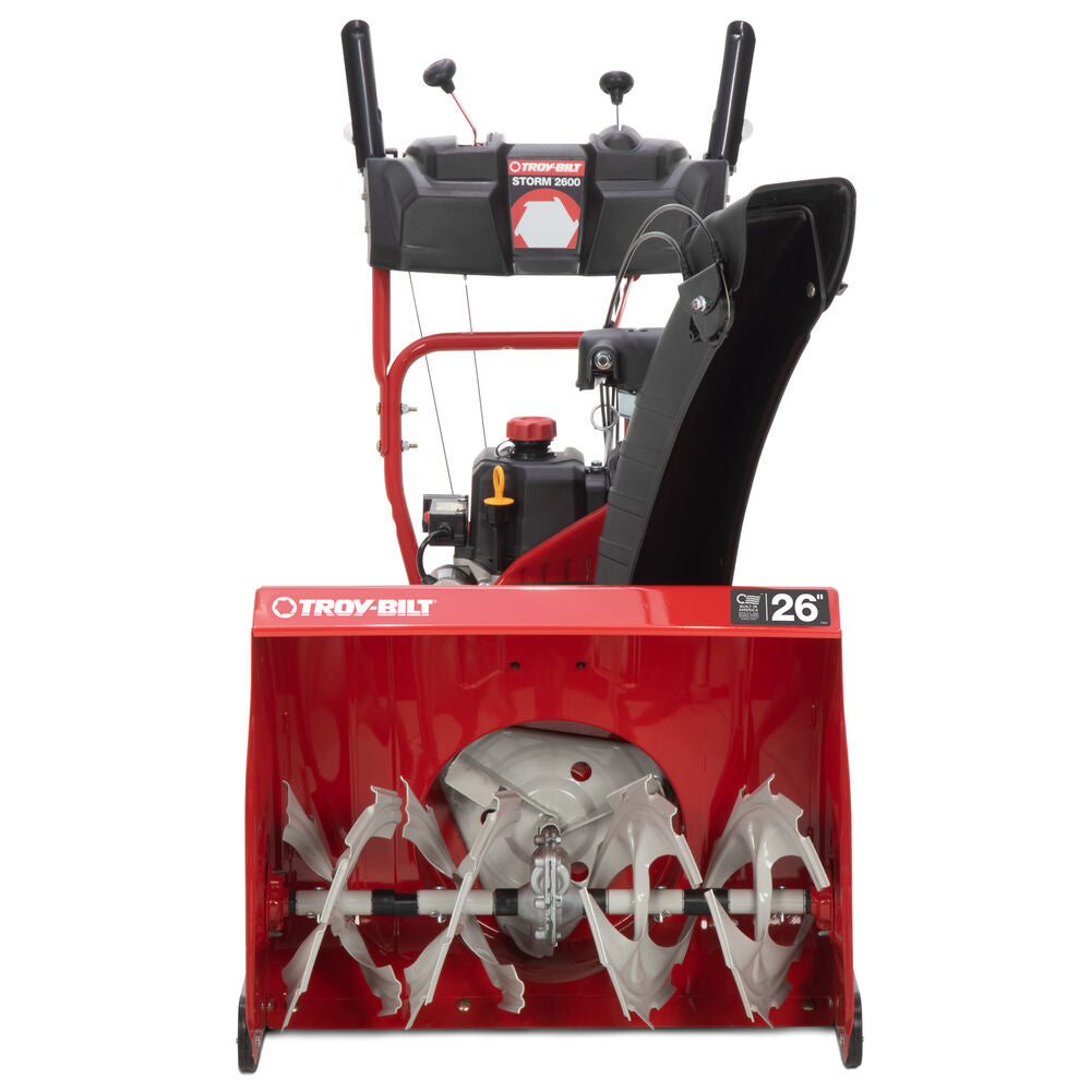 Troy-Bilt Storm 2600 26 in. 208 cc Two- Stage Gas Snow Blower with Electric Start, Self Propelled, and Snow Tire Chains [Remanufactured]
