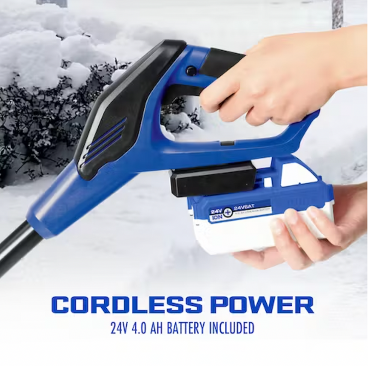 Restored Snow Joe 24V-SS13-TV1 Bundle | 13" Cordless Snow Shovel + 4-Ah Battery + Quick Charger + Cover + Ice Dozer (Refurbished)
