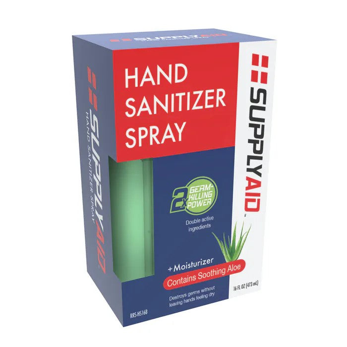 SUPPLYAID RRS-HS16B Dual Action Hand Sanitizer Spray w/Soothing Aloe | 8-Oz or 16-Oz