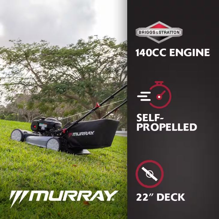 Restored Scratch and Dent Murray 22 in. 140 cc Briggs & Stratton Walk Behind Gas Self-Propelled Lawn Mower | with Front Wheel Drive and Bagger (Refurbished)