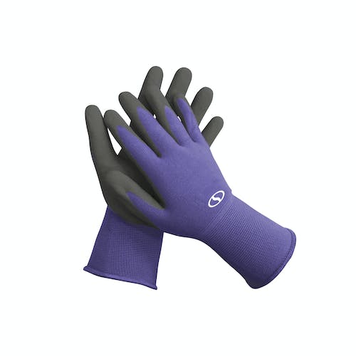 Restored Sun Joe GGNP-S3-PRP Reusable Nitrile-Palm Gloves | Tactile | Washable | One Size Fits Most | Set of 3 (Purple) (Refurbished)
