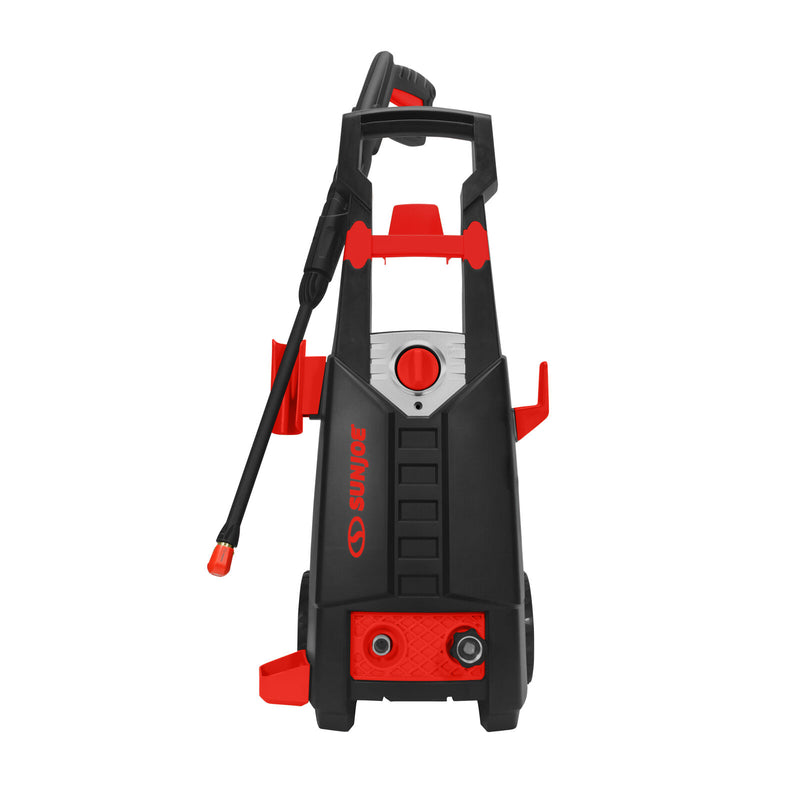 Restored Sun Joe SPX2596-RED Electric Pressure Washer | W/ 34oz Foamer, Splashguard, & 3 Spray nozzles | 2100 PSI MAX* | 1.8 GPM MAX* (Red) Refurbished