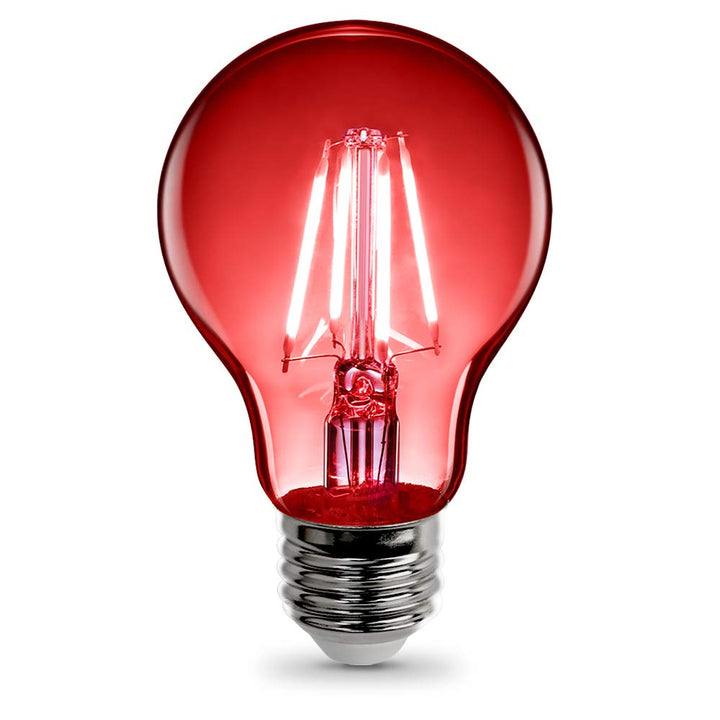 Feit Electric A19/TR/LED 4.5-Watt Dimmable Red Filament Glass, A19 Clear LED Light Bulb