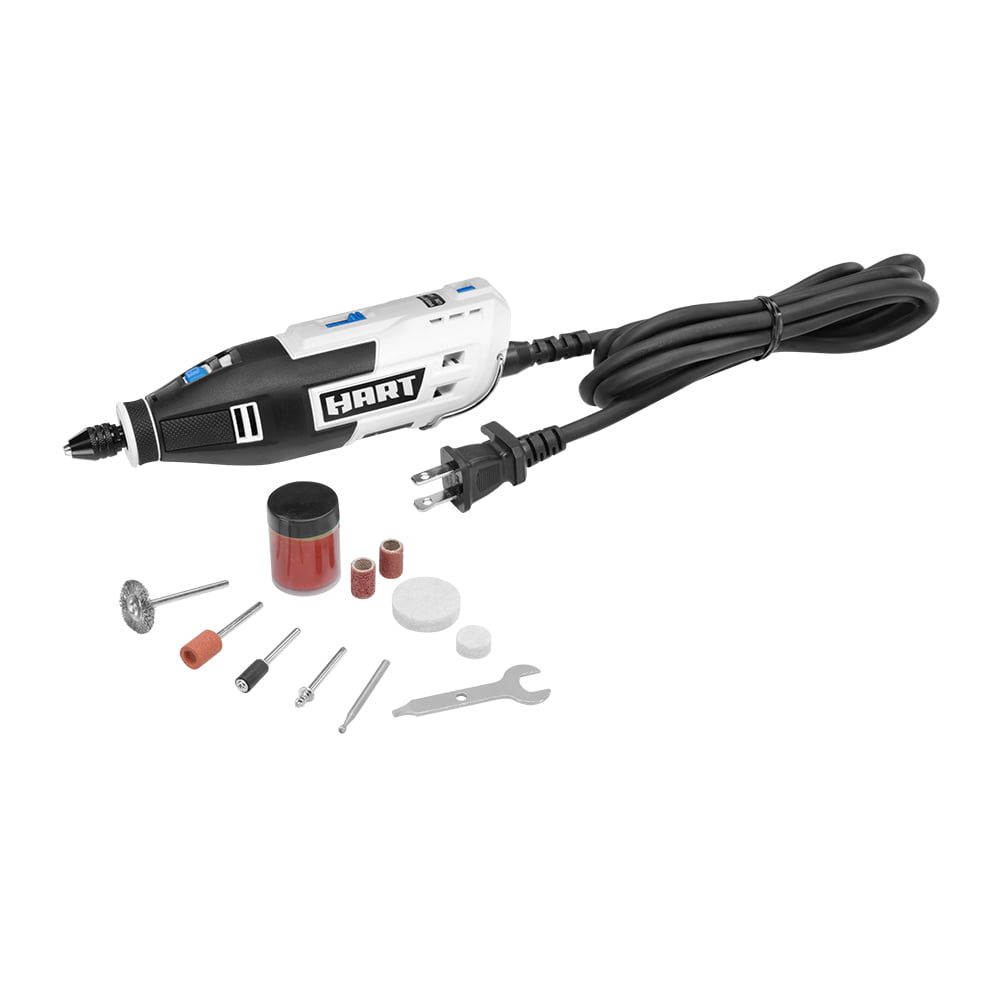 Restored Scratch and Dent HART 1 Amp 2-Speed Rotary Tool Kit with 10 Accessories (Refurbished)
