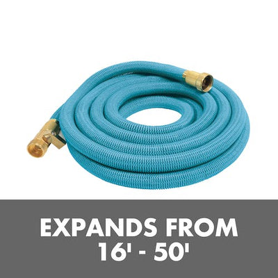 Restored Aqua Joe AJEGH50 No-Kink Expandable Garden Hose W/ Heavy Duty Brass Valve & Flow Control Shut off | 50-Foot | 5/8-Inch | 700-PSI Burst Pressure (Refurbished)