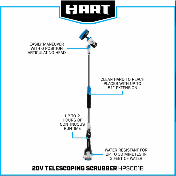 Restored Scratch and Dent HART 20-Volt Telescoping Scrubber Kit (1) 20-Volt 1.5Ah Lithium-Ion Battery (Refurbished)