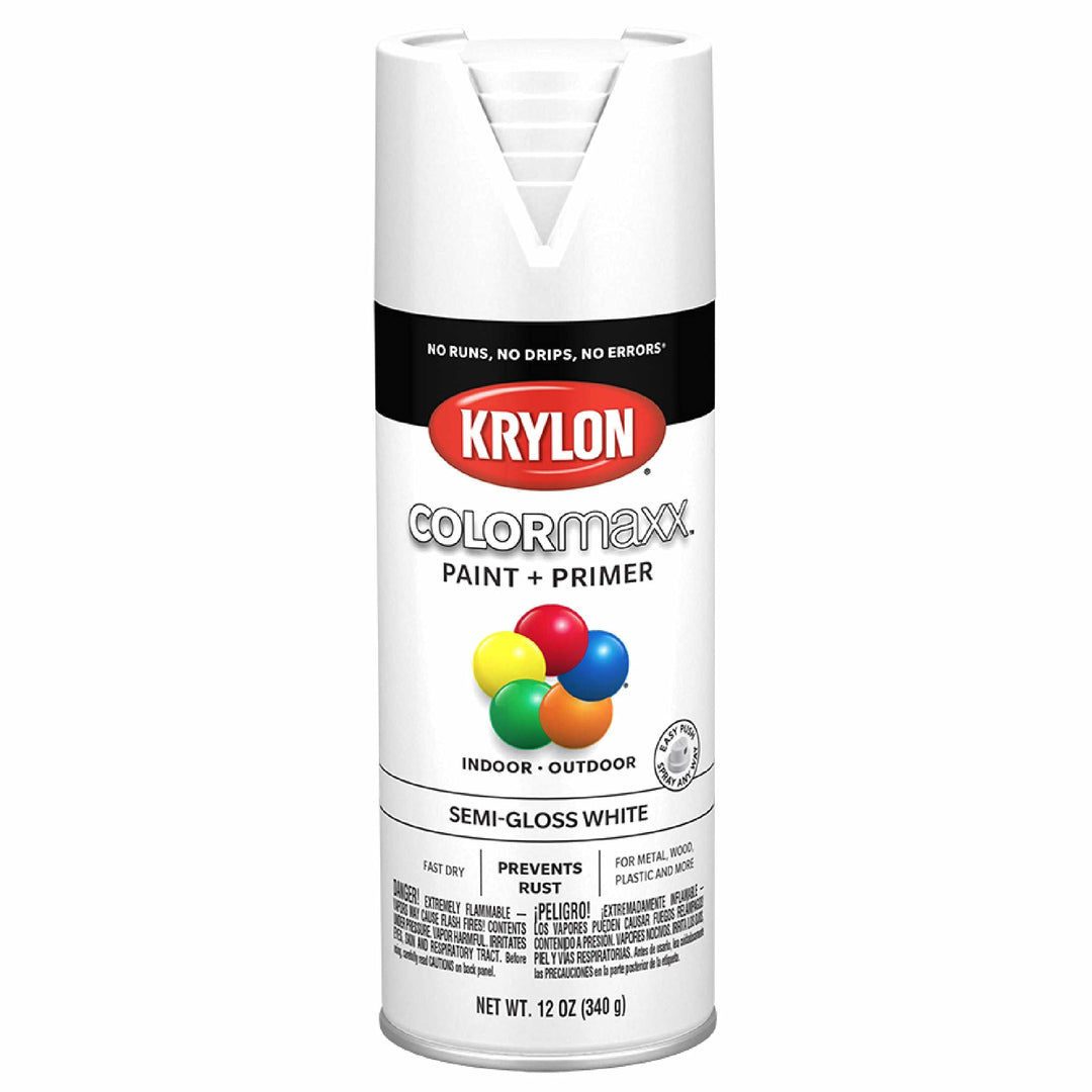 Krylon K05580007 COLORmaxx Spray Paint and Primer for Indoor/Outdoor Use, Semi-Gloss White