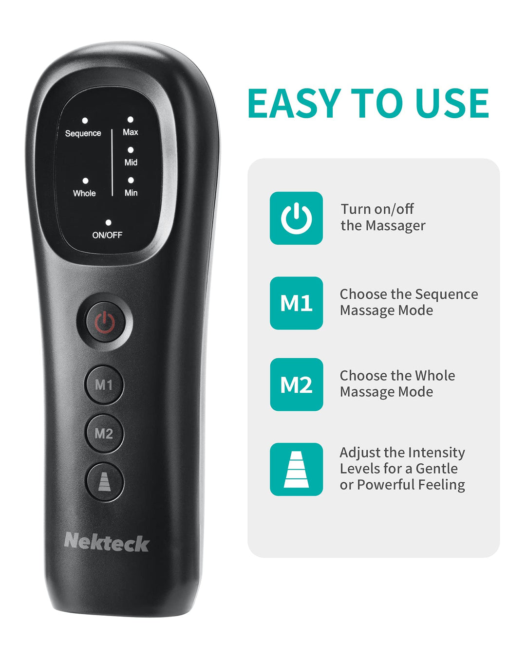 Nekteck Leg Massager Leg Wraps | With Air Compression for Circulation & Relaxation | Foot & Calf Massage Machine with Hand-held Controller | 2 Modes 3 Intensities