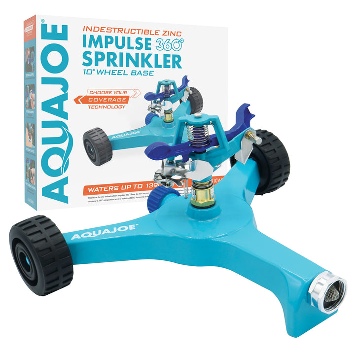 Restored Aqua Joe AJ-IS10WBIndestructible Series Metal Impulse Sprinkler w/Wheeled 10-Inch Base (Refurbished)