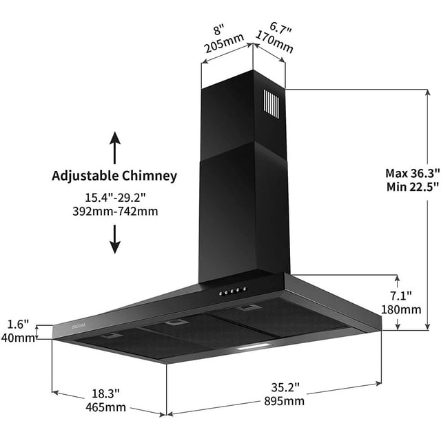 Restored SNDOAS Range Hood - 36 inch Wall Mount Range Hood - Kitchen Vent Hood (Refurbished)