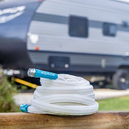 Aqua Joe AJFJH50-58-RV Superlight Marine-Grade FiberJacket RV Hose, White