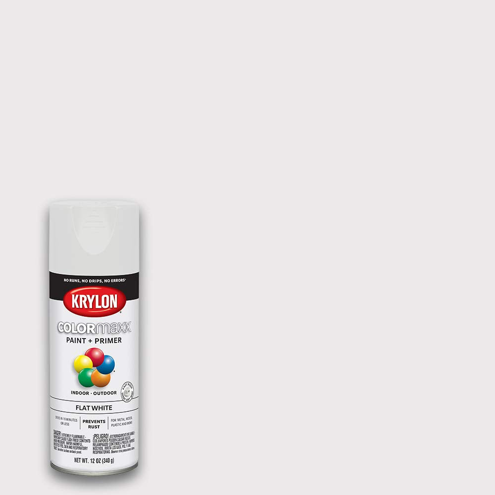 Krylon K05548007 COLORmaxx Spray Paint and Primer for Indoor/Outdoor Use, Flat White