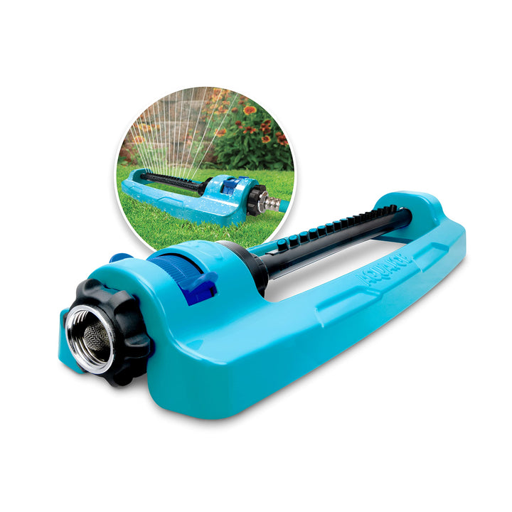 Restored Aqua Joe SJI-OMS16 Indestructible Metal Base Oscillating Sprinkler with Adjustable Spray, 3600-Square Foot Coverage (Refurbished)