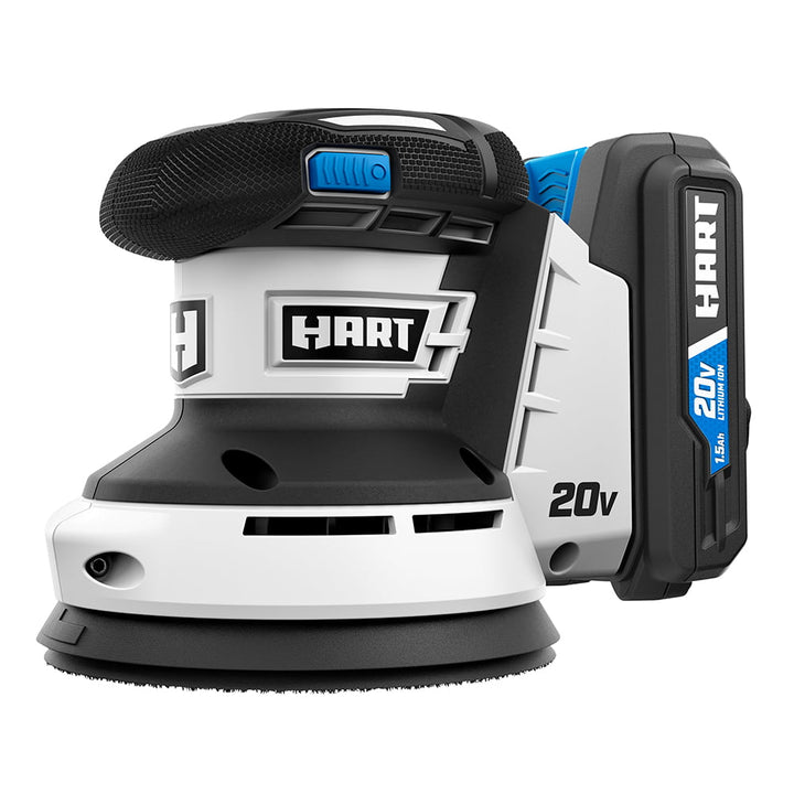 Restored Scratch and Dent HART 20-Volt Cordless Random Orbit Sander and Dust Bag Kit (1) 20-Volt 1.5 Lithium-Ion Battery (Refurbished)