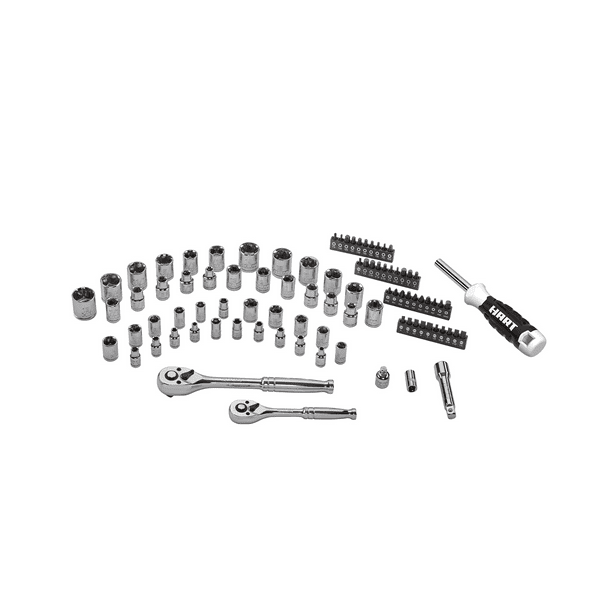 Restored Scratch and Dent HART 90-Piece 1/4 and 3/8-inch Mechanics Tool Set, Chrome Finish (Refurbished)