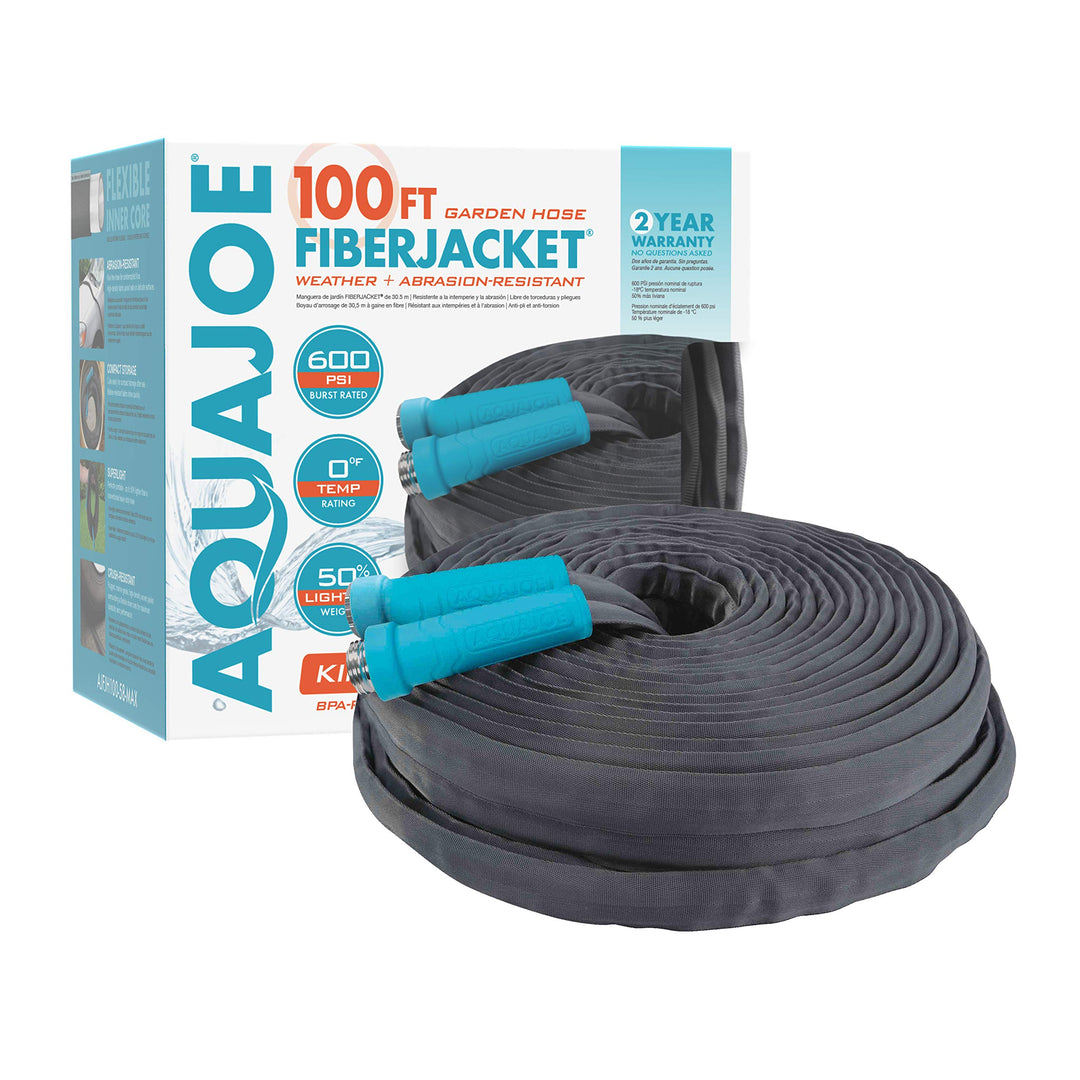 Restored Aqua Joe AJFJH100-58-MAX 100-Ft x 5/8-Inch FiberJacket Hose w/Aluminum Fittings (Refurbished)