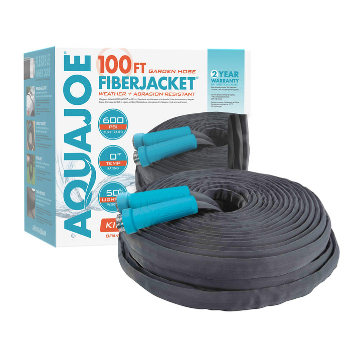 Restored Scratch and Dent Aqua Joe AJFJH100-58-MAX 100-Ft x 5/8-Inch FiberJacket Hose w/Aluminum Fittings (Refurbished)