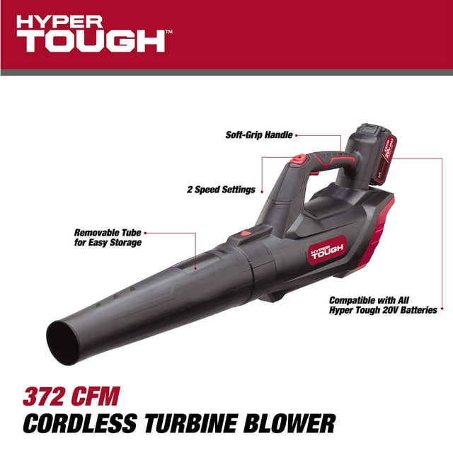 Restored Hyper Tough HT22-401-03-04 | Cordless Handheld Blower | 20V Max | 90 MPH | 372 CFM | 4.0Ah (Refurbished)