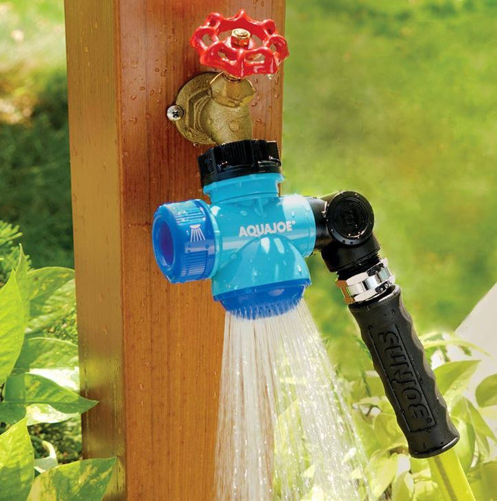 Restored Scratch and Dent Aqua Joe Multi-Function Outdoor Faucet and Garden Hose Tap Connector - 15-Piece Display (Refurbished)