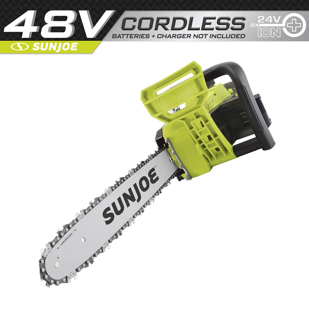 Restored Sun Joe 24V-X2-CS16-CT 48-Volt iON+ Cordless Chain Saw | 16-Inch | Tool Only (Refurbished)