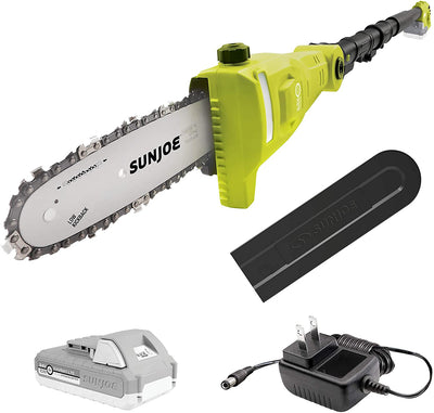 Restored Sun Joe 24V-PS8-LTE 24-Volt iON+ Cordless Telescoping Pole Chainsaw Kit | 8-Inch | W/ 2.0-Ah Battery and Charger (Refurbished)