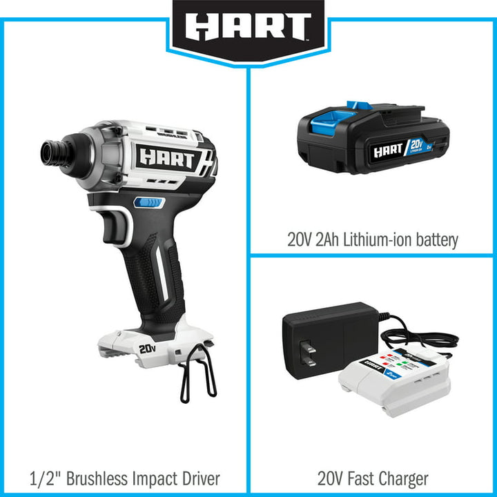 Restored Scratch and Dent HART 20-Volt Brushless Impact Driver Kit (1) 20-Volt 2.0Ah Lithium-ion Battery (Refurbished)