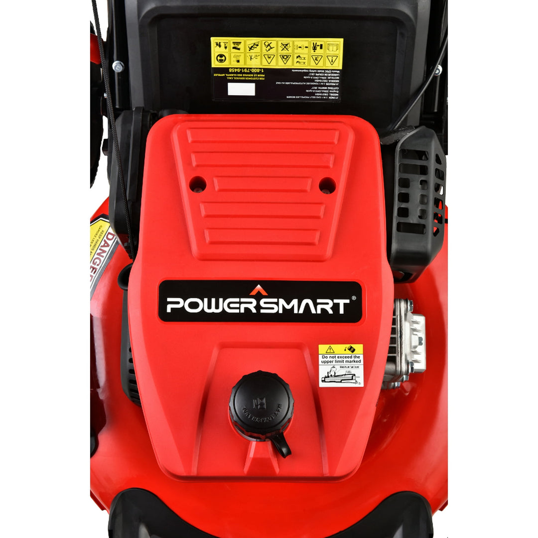 Restored Scratch and Dent PowerSmart DB2194SH, 209CC engine, 21", 3-in-1 Gas Self Propelled Lawn Mower with 8" Rear Wheel, Rear Bag, Side Discharge & Mulching (Refurbished)