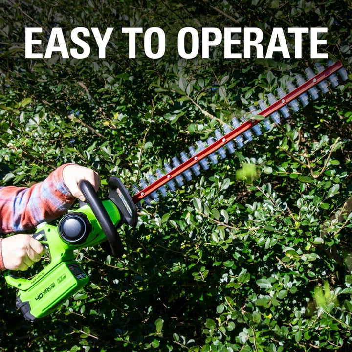 Restored Greenworks 40V 24-inch Hedge Trimmer with 2.5 Ah Battery and Quick Charger, 2207902 (Refurbished)