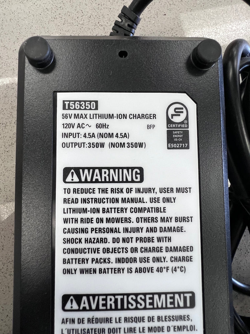 CUB CADET 725-16485A Charger 56V LI 350W IPX4 CC30e Electric Mini Rider Mowers