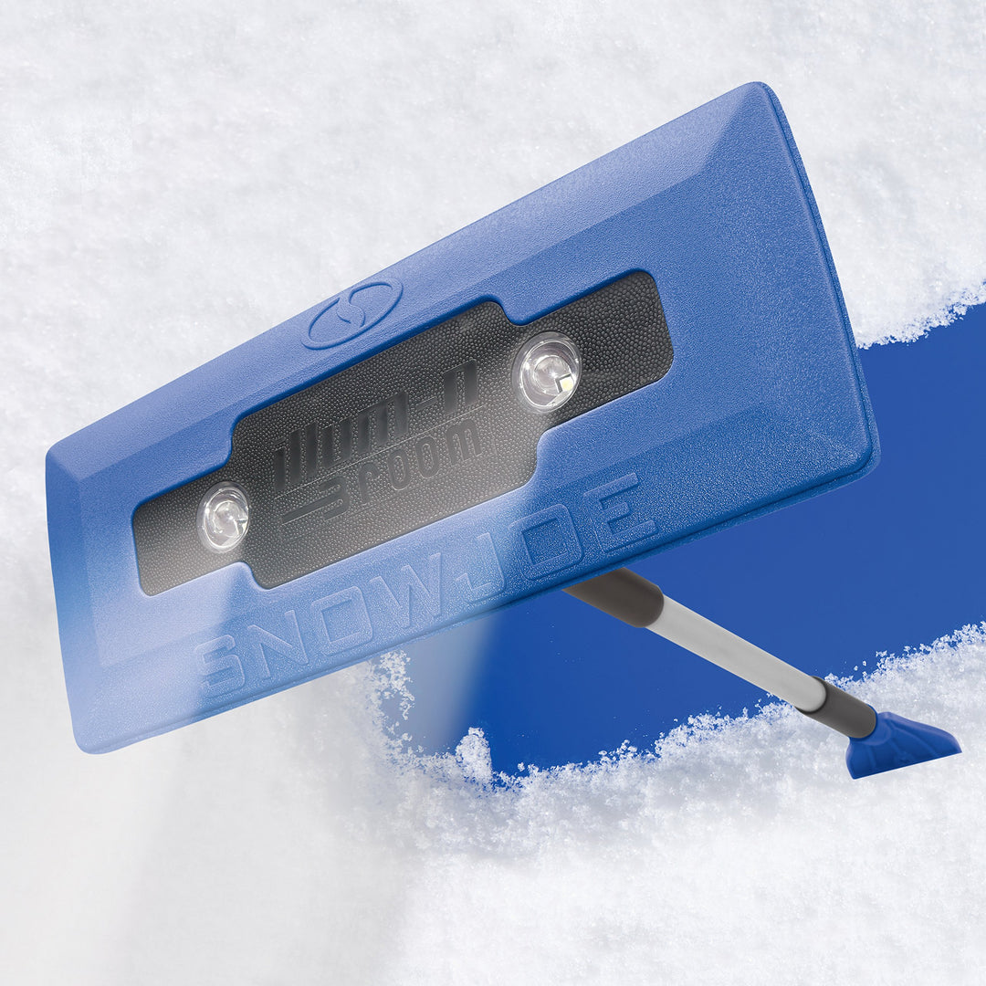 Snow Joe SJBLZD-LED 4-In-1 Telescoping Snow Broom + Ice Scraper | 18-Inch Foam Head | Headlights [Open Box]