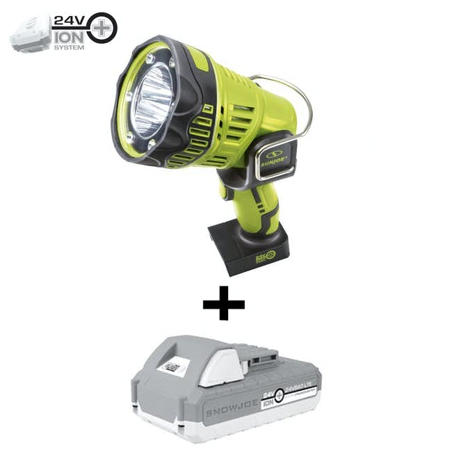 Restored Sun Joe 24V-1500FL-LTE-P1 24-Volt* IONMAX Handheld Flashlight/Spotlight/Flood Kit | W/ 2.0-Ah Battery + Charger | 1500 Lumens Max (Refurbished)