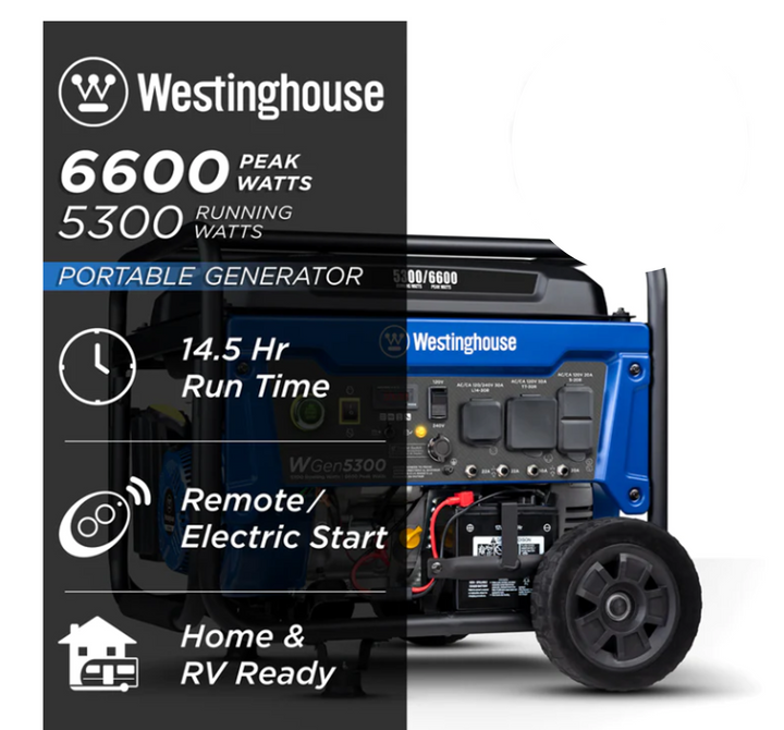 Restored Scratch and Dent Westinghouse WGen 5300-Watt Gasoline Portable Generator (Refurbished)