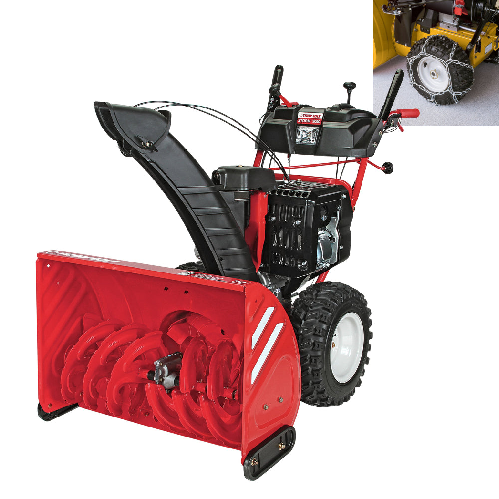 Troy-Bilt Storm 3090, 30-in, 357-cc, Two-Stage Self-Propelled Gas Snow Blower, with Snow Tire Chains
