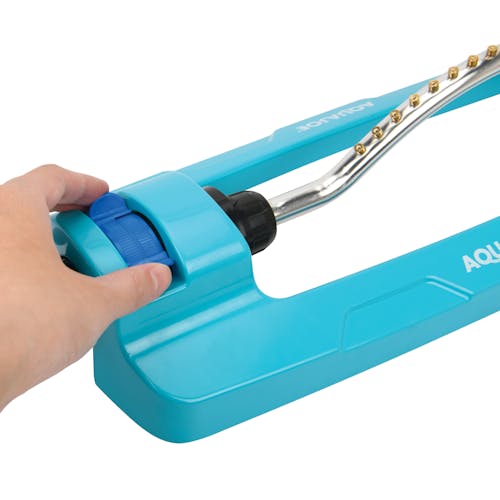 Restored Scratch and Dent Aqua Joe AJ-OMS18-BRS Indestructible Metal Base Oscillating Sprinkler | Customizable Coverage | 4295 Sq. Ft. Max Coverage (Refurbished)